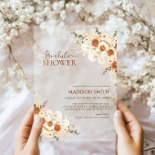 Elegantes Terracotta Floral QR Code Brautparty Acryleinladungen