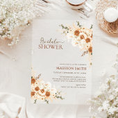 Elegantes Terracotta Floral QR Code Brautparty Acryleinladungen