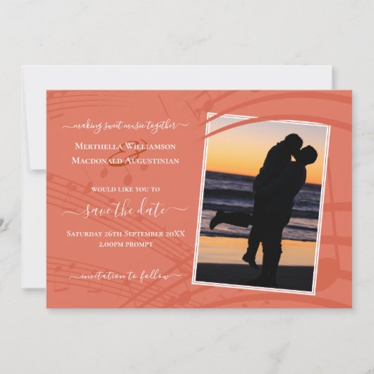 Elegantes Terracotta-Foto Hochzeit rettet das Datu Save The Date (Vorderseite)