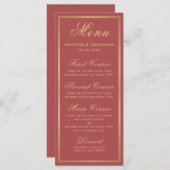 Elegantes Terracotta Gold Script Wedding Menu Menükarte (Vorne/Hinten)