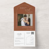 Elegantes Terracotta Minimal Arch QR Code Foto All In One Einladung (Innen Boden)