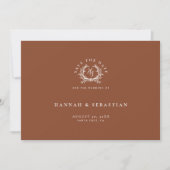 Elegantes Terracotta Monogram Wappen Wedding Foto Save The Date (Vorderseite)