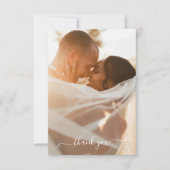 Elegantes Terracotta Navy and Rust Wedding Foto Dankeskarte (Vorderseite)