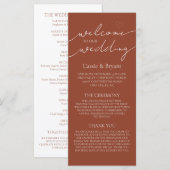 Elegantes Terracotta Script Modernes Hochzeitsprog (Vorne/Hinten)