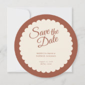 Elegantes Terracotta Script Scallop Wedding Foto Save The Date (Vorderseite)