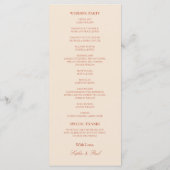Elegantes Terracotta Script Wedding Program (Rückseite)