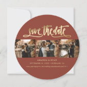 Elegantes Terracotta und Gold Wedding Foto Save The Date (Vorderseite)
