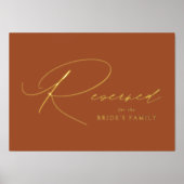 Elegantes Terracotta und Goldaunen Zeichen Foliendrucke (Vorderseite)