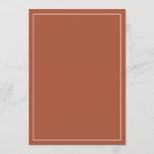 Elegantes Terracotta White Script Wedding Menu Menükarte (Rückseite)