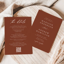 Elegantes Terrakotta All-in-One QR-Code Hochzeit