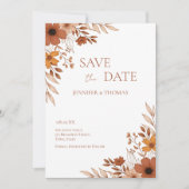 Elegantes Terrakotta-Blumen-Hochzeit mit Handzeich Save The Date (Vorderseite)