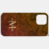 Elegantes Terrakotta-Boho-Botanik-Muster-Monogramm Case-Mate iPhone Hülle (Rückseite (Horizontal))