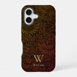 Elegantes Terrakotta-Boho-Botanik-Muster-Monogramm iPhone 16 Hülle