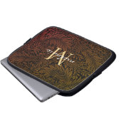 Elegantes Terrakotta-Boho-Botanik-Muster-Monogramm Laptopschutzhülle (Vorne Knopf)