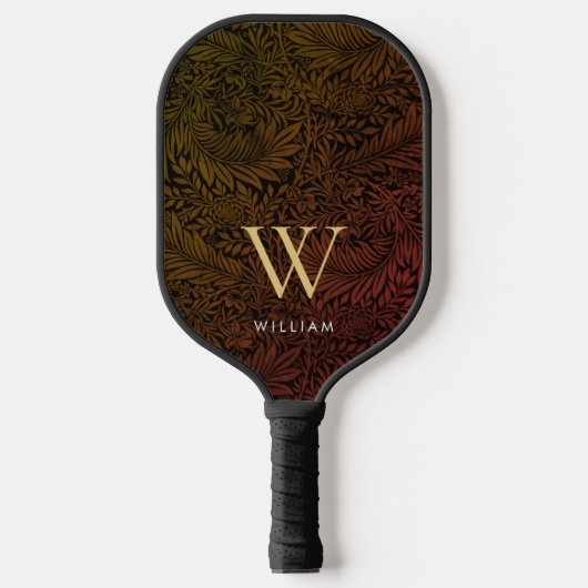 Elegantes Terrakotta-Boho-Botanik-Muster-Monogramm Pickleball Schläger (Vorderseite)