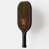 Elegantes Terrakotta-Boho-Botanik-Muster-Monogramm Pickleball Schläger (Links)
