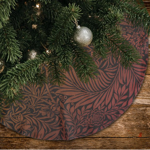Elegantes Terrakotta-Boho-Botanik-Muster-Monogramm Polyester Weihnachtsbaumdecke