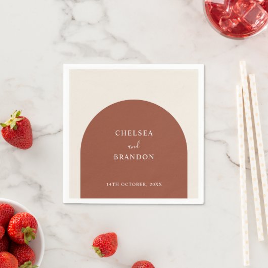 Elegantes Terrakotta-Boho-Skript-Tor Rustikale Hoc Serviette (Beispiel)