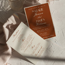 Elegantes Terrakotta-Braunorange All-in-One-Weddin