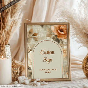 Elegantes Terrakotta-Elfenbein-Sage-Blumen Custom Poster