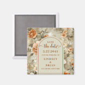 Elegantes Terrakotta-Elfenbein-Salbei-Blumen- "Sav Magnet (Vorderseite/Rückseite)