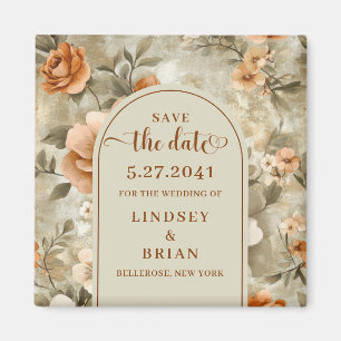 Elegantes Terrakotta Elfenbein Salbei Florales "Sa Magnet