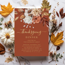 Elegantes Terrakotta-Herbst-Blumen-Thanksgiving-Di