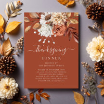 Elegantes Terrakotta-Herbstblumen-Thanksgiving-Din