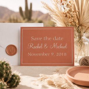 Elegantes Terrakotta-Minimalist 'Save the Date' Save The Date