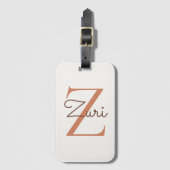 Elegantes Terrakotta-Monogramm Initial Z Benutzerd Gepäckanhänger (Vorderseite Vertikal)