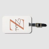 Elegantes Terrakotta-Monogramm Initial Z Benutzerd Gepäckanhänger (Vorderseite (Horizontal))