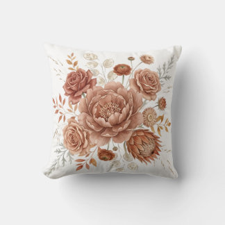 Elegantes Terrakotta- und Pfirsich-Boho-Botanical- Kissen