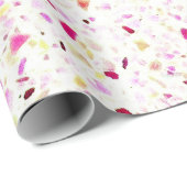 Elegantes Terrazzo Retro Lila, weißes Muster Geschenkpapier (Rolleneckpunkt)