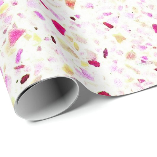 Elegantes Terrazzo Retro Lila, weißes Muster Geschenkpapier (Rolleneckpunkt)