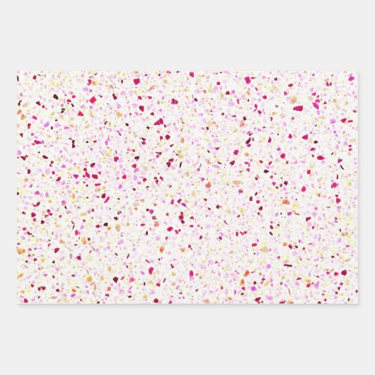 Elegantes Terrazzo Retro Lila, weißes Muster Geschenkpapier Set (Vorderseite)