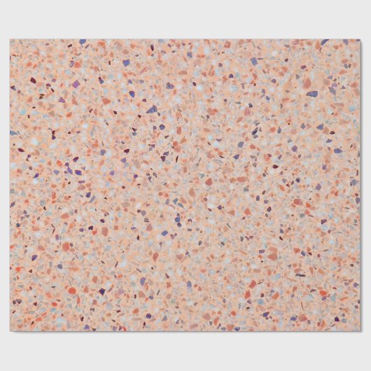 Elegantes Terrazzo Retro Rosa Lila weißes Muster Geschenkpapier (Flach)