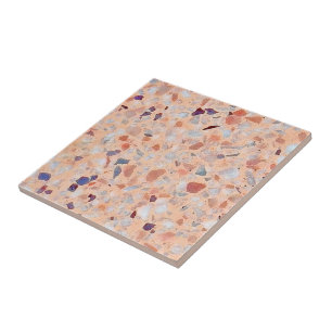 Elegantes Terrazzo-Rosa-Lila-Weiß-Retro-Muster Fliese