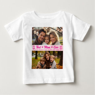 Elegantes Text Foto Muttertag Wasserfarbe Rosa Baby T-shirt