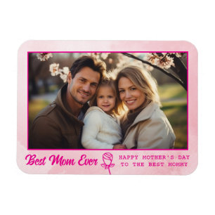 Elegantes Textfoto zum Muttertag Wasserfarbe Pink Magnet