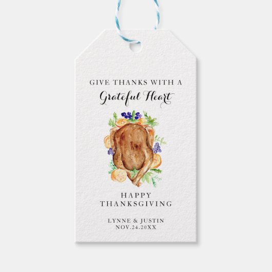 Elegantes Thanksgiving-Dinner, Dankbarkeit zeigen, Geschenkanhänger (Vorderseite)