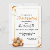 Elegantes Thanksgiving-Dinner Einladung (Vorderseite)