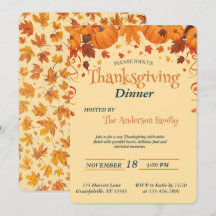 Elegantes Thanksgiving-Dinner-Kürbis-Herbstblätter