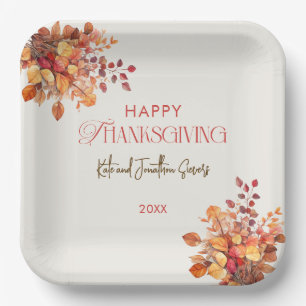 Elegantes Thanksgiving-Herbstlaub Pappteller