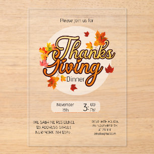 Elegantes Thanksgiving-Laub Herbst Herbst Acryleinladungen