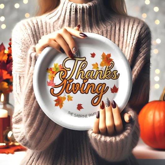 Elegantes Thanksgiving-Laub Herbst Herbst  Pappteller