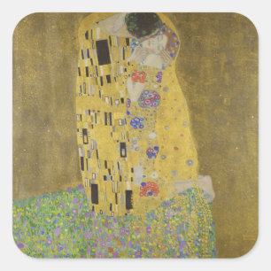 Elegantes "The Kiss"-Paar Quadratischer Aufkleber