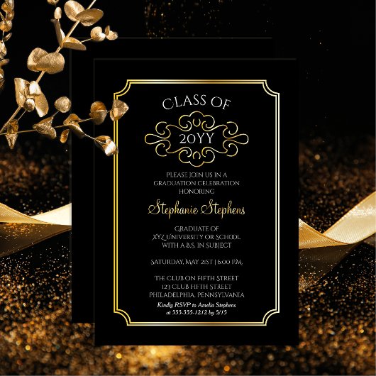 Elegantes Ticket Frame Uni-Abschluss Party Folieneinladung