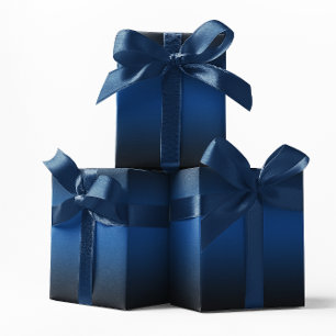 Elegantes tiefblaues und schwarzes Ombre Geschenkpapier