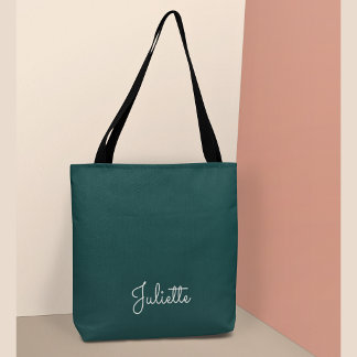 Elegantes, tiefes Türkis, personalisierte Signatur Tasche