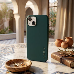 Elegantes Tiefes Waldgrün Minimalistisches ROULIV Case-Mate iPhone 14 Hülle